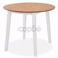 Трапезна маса с падащи плотове, кръгла, МДФ, бяла
