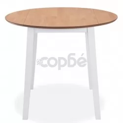 Трапезна маса с падащи плотове, кръгла, МДФ, бяла
