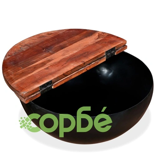 Кафе маси, 2 части, регенерирано дърво, черни, куповидна форма ➤ топ цена ➤ sorbe.bg