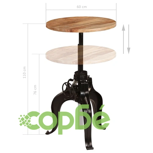 Бар маса, мангово дърво масив, 60x(76-110) см ➤ топ цена ➤ sorbe.bg