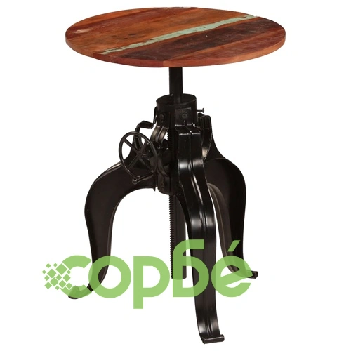 Бар маса, регенерирано дърво масив, 60х(76-110) см ➤ топ цена ➤ sorbe.bg