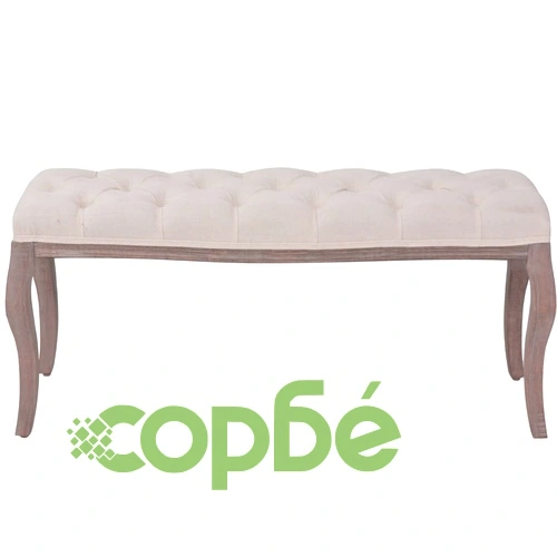 Пейка, лен и дървен масив, 110x38x48 см, кремавобяла ➤ топ цена ➤ sorbe.bg