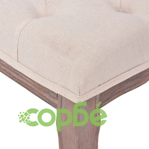 Пейка, лен и дървен масив, 110x38x48 см, кремавобяла ➤ топ цена ➤ sorbe.bg