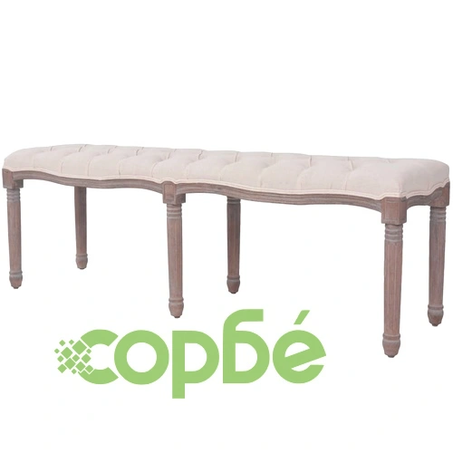 Пейка, лен и дървен масив, 150x40x48 см, кремаво бяла ➤ топ цена ➤ sorbe.bg