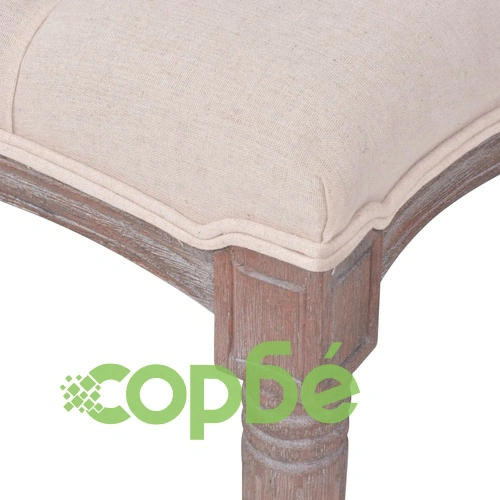 Пейка, лен и дървен масив, 150x40x48 см, кремаво бяла ➤ топ цена ➤ sorbe.bg