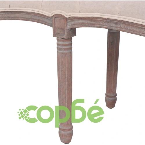 Пейка, лен и дървен масив, 150x40x48 см, кремаво бяла ➤ топ цена ➤ sorbe.bg