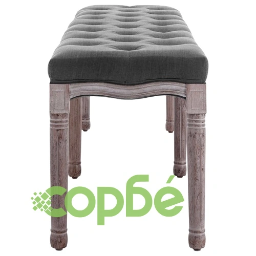 Пейка, лен и дървен масив, 150x40x48 см, тъмносиво ➤ топ цена ➤ sorbe.bg