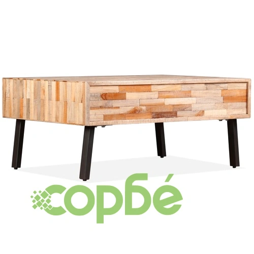 Маса за кафе, регенериран тик масив, 90x65x40 cм  ➤ топ цена ➤ sorbe.bg