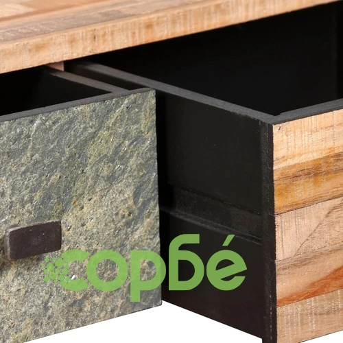 Маса за кафе, регенериран тик масив, 90x65x40 cм  ➤ топ цена ➤ sorbe.bg