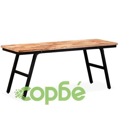 Пейка от регенерирано тиково дърво и стомана, 110х35х45 см ➤ топ цена ➤ sorbe.bg