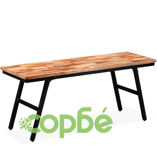 Пейка от регенерирано тиково дърво и стомана, 110х35х45 см ➤ топ цена ➤ sorbe.bg