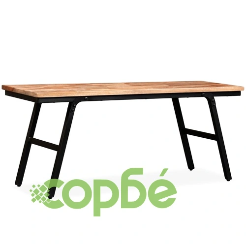 Пейка от регенерирано тиково дърво и стомана, 110х35х45 см ➤ топ цена ➤ sorbe.bg