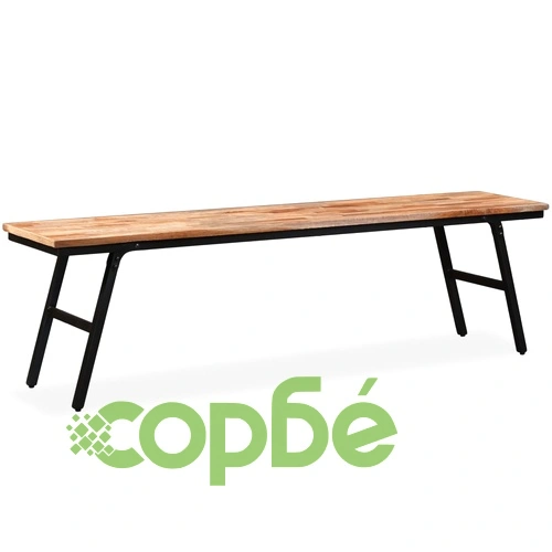Пейка от регенерирано тиково дърво и стомана, 160х35х45 см ➤ топ цена ➤ sorbe.bg