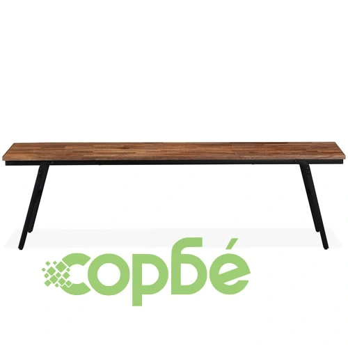 Пейка от регенерирано тиково дърво и стомана, 160х35х45 см ➤ топ цена ➤ sorbe.bg