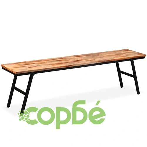 Пейка от регенерирано тиково дърво и стомана, 160х35х45 см ➤ топ цена ➤ sorbe.bg
