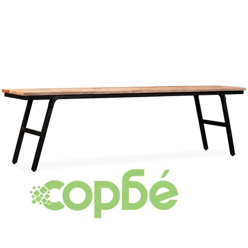 Пейка от регенерирано тиково дърво и стомана, 160х35х45 см ➤ топ цена ➤ sorbe.bg