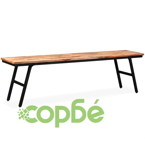 Пейка от регенерирано тиково дърво и стомана, 160х35х45 см ➤ топ цена ➤ sorbe.bg