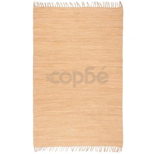 Ръчно тъкан Chindi килим, 160x230 см, бежов