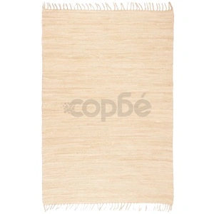 Ръчно тъкан Chindi килим, 200x290 см, кремав