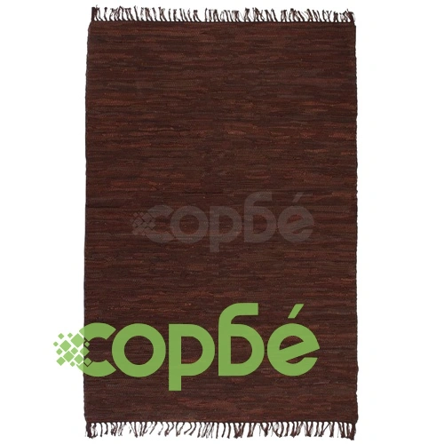 Ръчно тъкан Chindi килим, кожа, 160x230 см, кафяв ➤ топ цена ➤ sorbe.bg