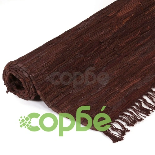 Ръчно тъкан Chindi килим, кожа, 160x230 см, кафяв ➤ топ цена ➤ sorbe.bg