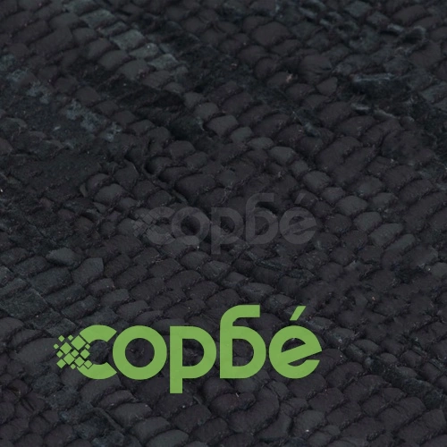 Ръчно тъкан Chindi килим, кожа, 80x160 см, черен ➤ топ цена ➤ sorbe.bg