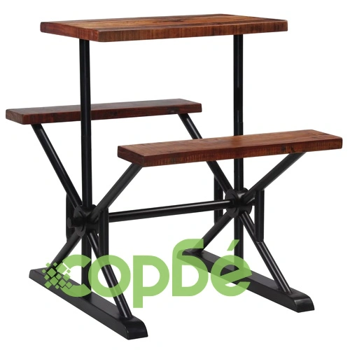 Бар маса с пейки, регенерирано дърво масив, 80x50x107 см  ➤ топ цена ➤ sorbe.bg