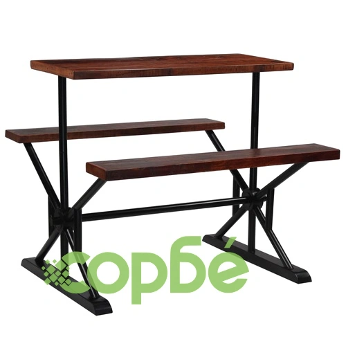 Бар маса с пейки, регенерирано дърво масив, 120x50x107 см  ➤ топ цена ➤ sorbe.bg