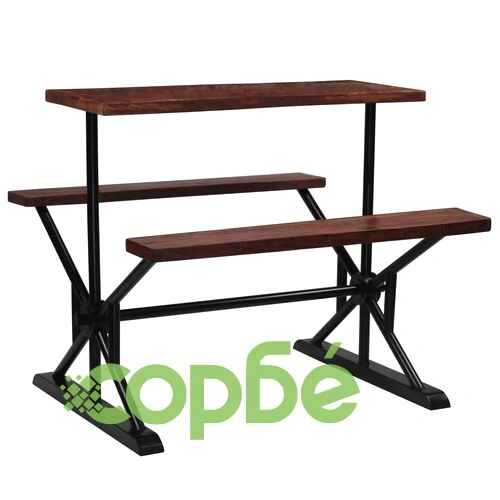 Бар маса с пейки, регенерирано дърво масив, 120x50x107 см  ➤ топ цена ➤ sorbe.bg