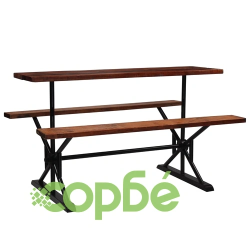 Бар маса с пейки, регенерирано дърво масив, 180x50x107 см  ➤ топ цена ➤ sorbe.bg