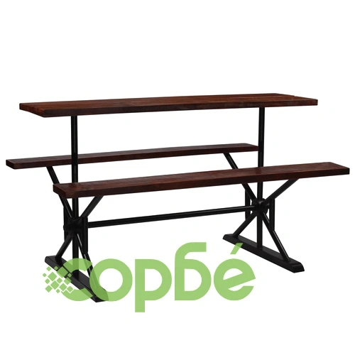 Бар маса с пейки, регенерирано дърво масив, 180x50x107 см  ➤ топ цена ➤ sorbe.bg