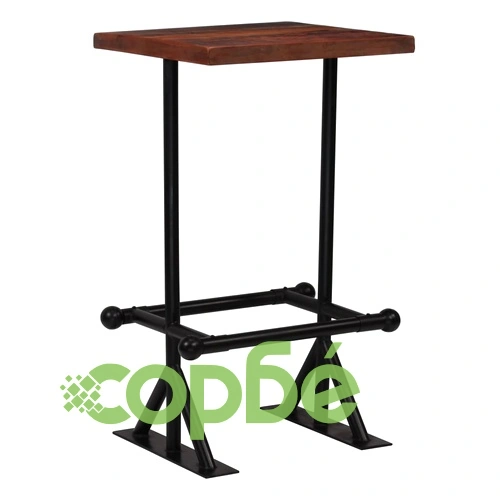 Бар маса, регенерирано дърво масив, тъмнокафява, 60x60x107 см  ➤ топ цена ➤ sorbe.bg