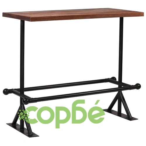 Бар маса, регенерирано дърво масив, тъмнокафява, 120x60x107 см ➤ топ цена ➤ sorbe.bg