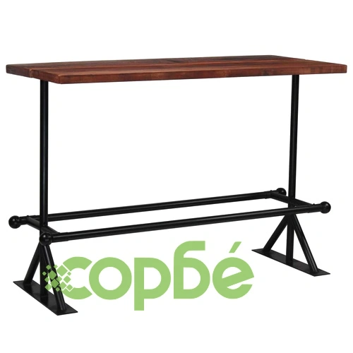 Бар маса, регенерирано дърво масив, тъмнокафява, 150x70x107 см  ➤ топ цена ➤ sorbe.bg