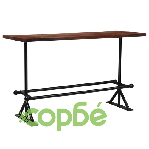 Бар маса, регенерирано дърво масив, тъмнокафява, 180x70x107 см  ➤ топ цена ➤ sorbe.bg