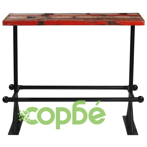 Бар маса, регенерирано дърво масив, многоцветна, 120x60x107 см ➤ топ цена ➤ sorbe.bg