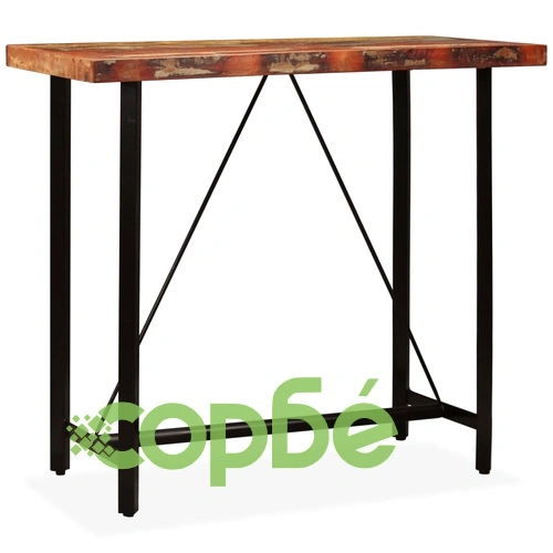 Бар маса, регенерирано дърво масив, 120x60x107 см ➤ топ цена ➤ sorbe.bg