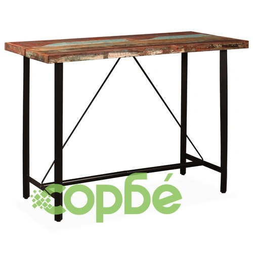 Бар маса, регенерирано дърво масив, 150x70x107 см ➤ топ цена ➤ sorbe.bg