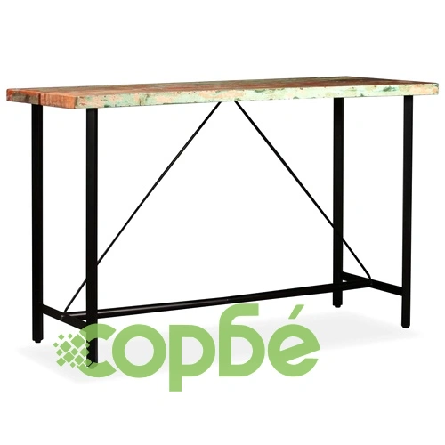 Бар маса, регенерирано дърво масив, 180x70x107 см ➤ топ цена ➤ sorbe.bg