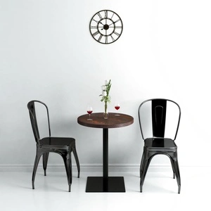 Бистро маса, МДФ и стомана, кръгла, 60x75 см, тъмна пепел 