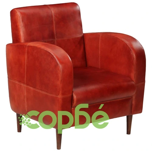 Фотьойл, тъмнокафяв, естествена кожа   ➤ топ цена ➤ sorbe.bg