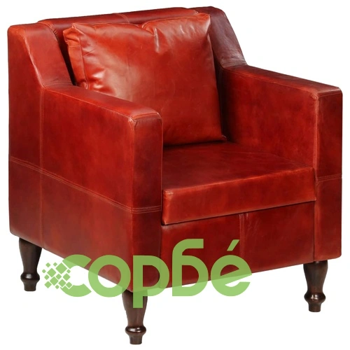 Фотьойл, тъмнокафяв, естествена кожа   ➤ топ цена ➤ sorbe.bg