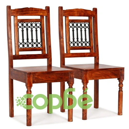 Трапезни столове 2 бр масивно дърво с финиш цвят мед класически ➤ топ цена ➤ sorbe.bg