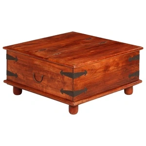 Маса за кафе масивно акациево дърво с меден финиш 80x80x40 см