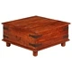 Маса за кафе масивно акациево дърво с меден финиш 80x80x40 см