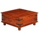 Маса за кафе масивно акациево дърво с меден финиш 80x80x40 см