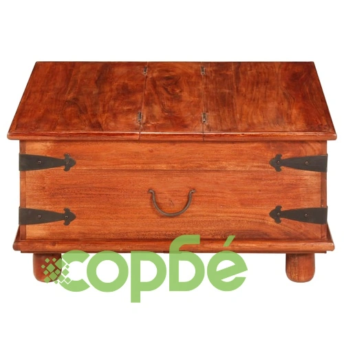 Маса за кафе масивно акациево дърво с меден финиш 80x80x40 см ➤ топ цена ➤ sorbe.bg