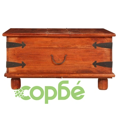 Маса за кафе масивно акациево дърво с меден финиш 80x80x40 см ➤ топ цена ➤ sorbe.bg