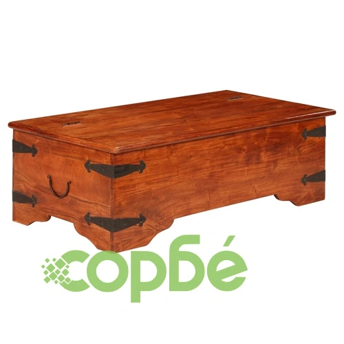 Маса за кафе масивно акациево дърво с меден финиш 110x55x35 см ➤ топ цена ➤ sorbe.bg