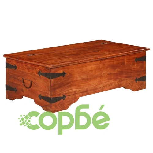 Маса за кафе масивно акациево дърво с меден финиш 110x55x35 см ➤ топ цена ➤ sorbe.bg
